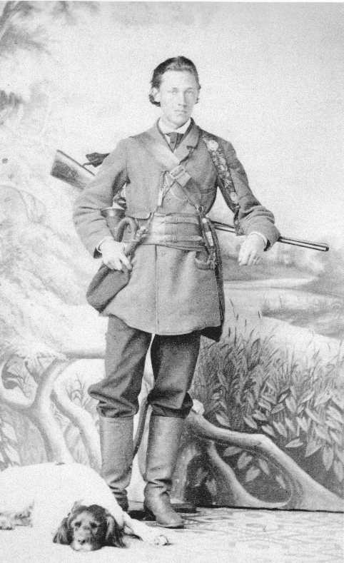 Den unge Gustaf Kolthoff med hundar och vapen