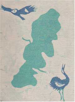 Marianne Spolen gjorde denna batikbild till Hornborgasjöns ära 